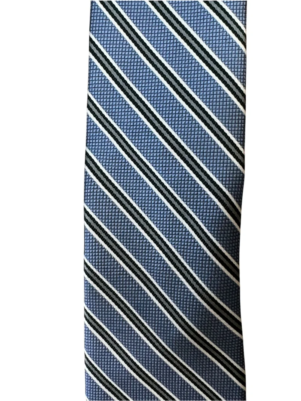 Hart Schaffner Marx 100% Silk Tie Blue Green Striped Made in Italy Necktie